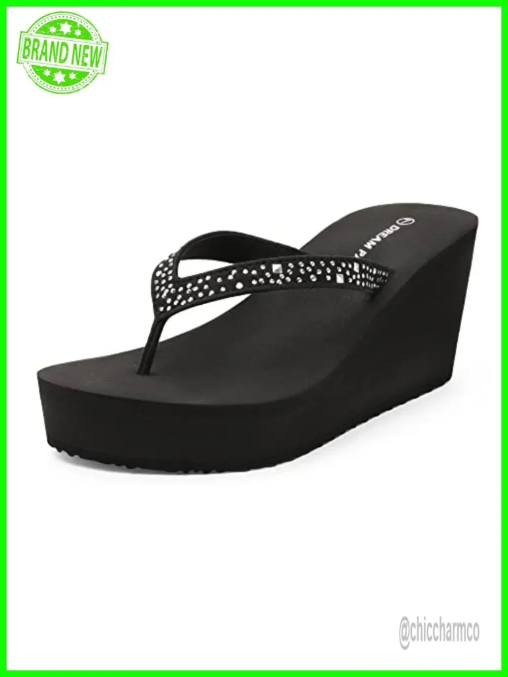Platform Rhinestones Wedge Flip Flop, 3.2
